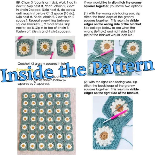 Granny Squares Daisy Blanket Crochet Pattern - Image 9